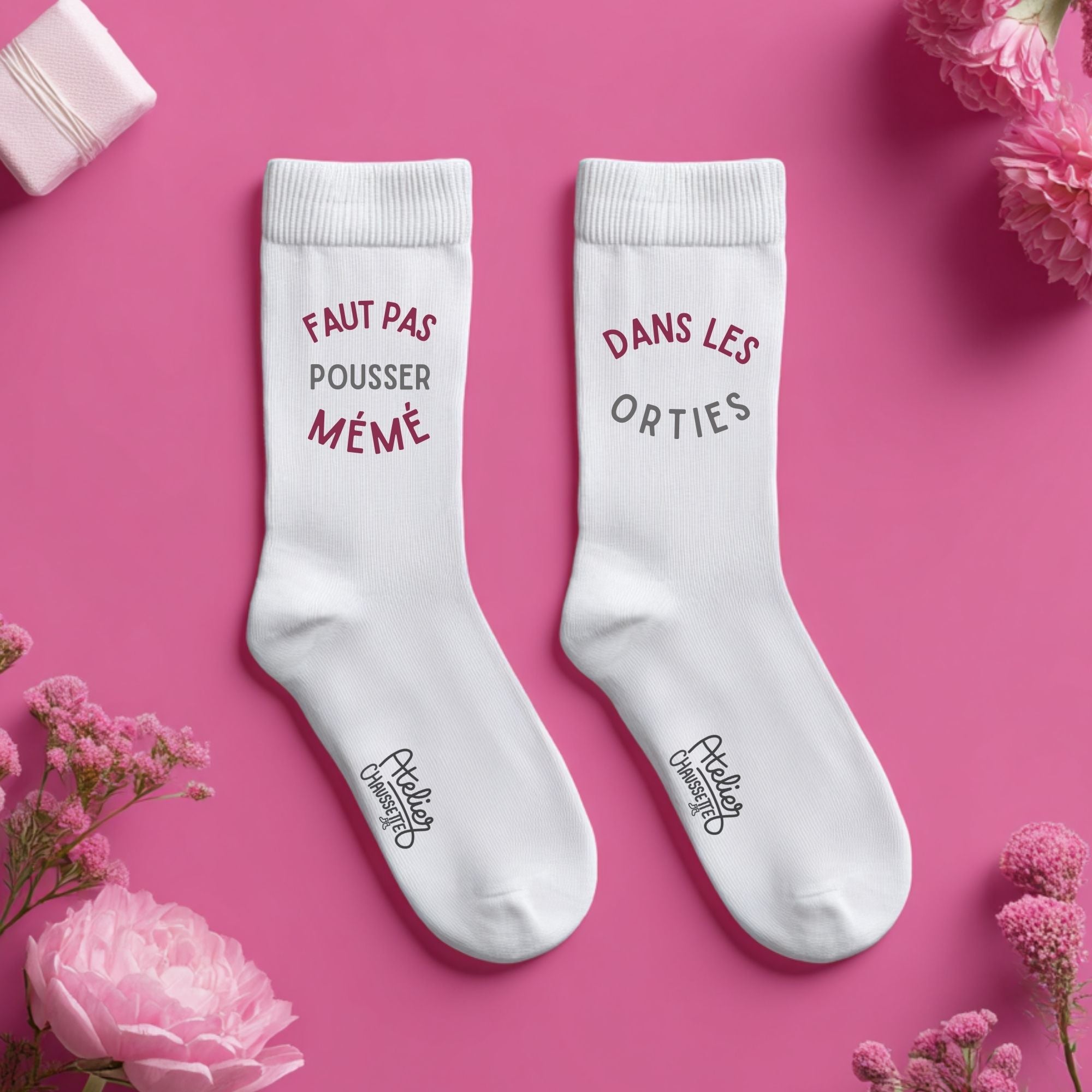 Chaussettes "Faut pas pousser"
