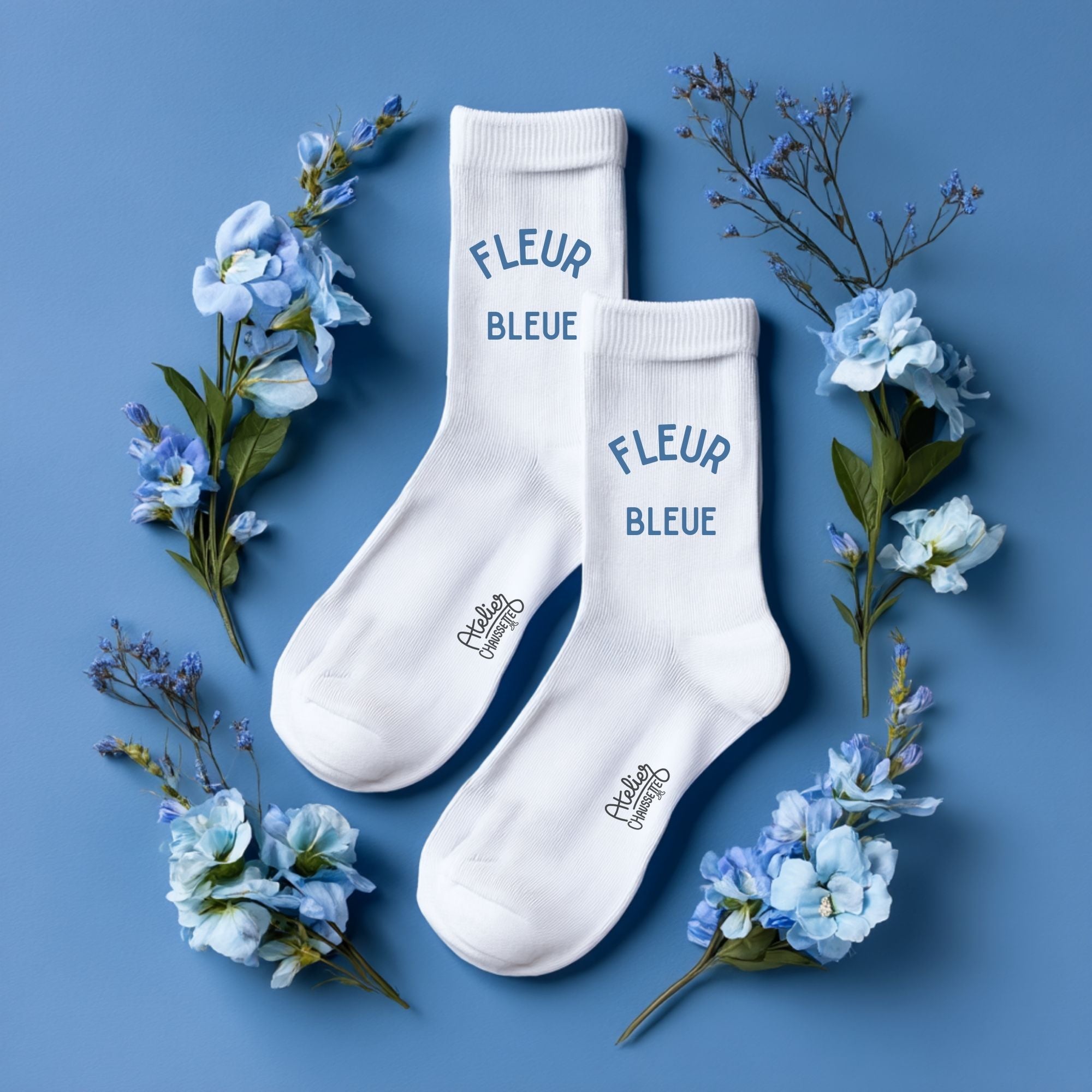 Chaussettes "Fleur bleue"